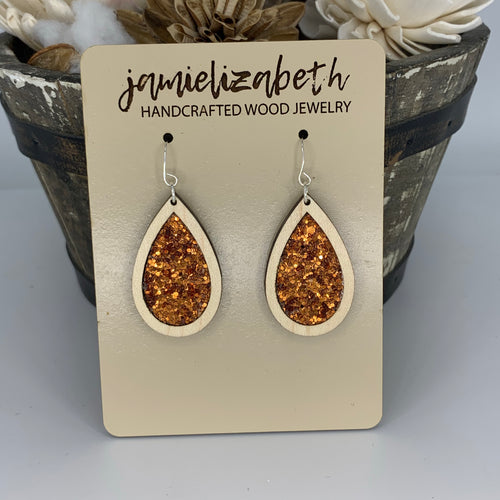 Orange Glitter Earrings