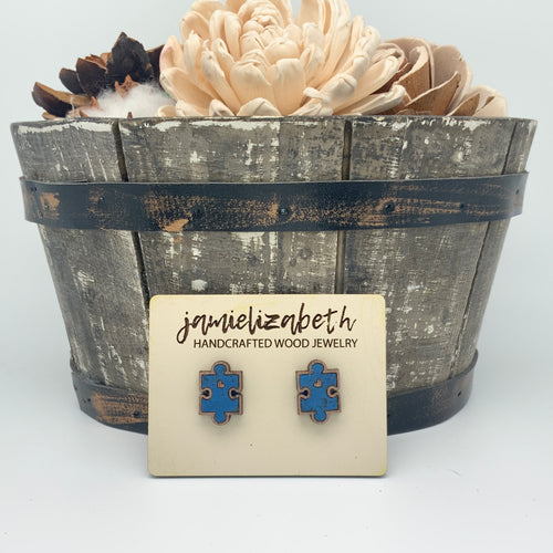 Dark Blue Cork Autism Awareness Earrings