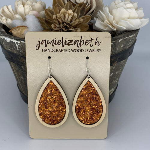 Orange Glitter Earrings