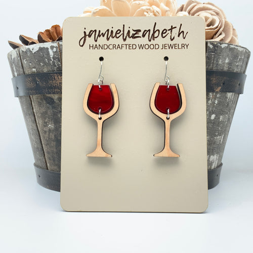 Red Fine Wine Glasses - Earrings (Vault)