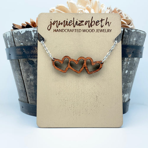 Falling Hearts Wood Earrings (Vault)