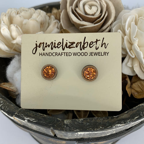 Orange Glitter Earrings