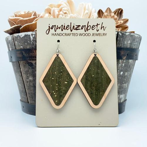 Olive Green Cork Earrings
