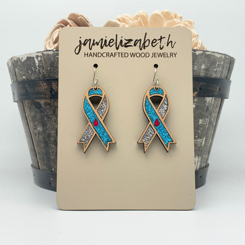 Type 1 Diabetes Awareness Ribbon Earrings
