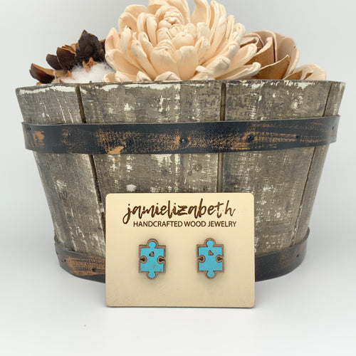 Light Blue Cork Autism Awareness Earrings