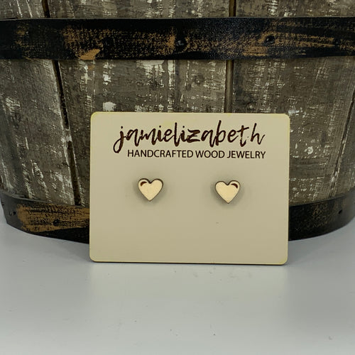 Wood Heart Studs: Small & Tiny (Mesquite Added)