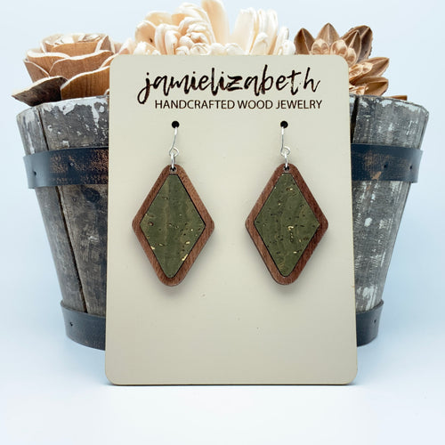 Olive Green Cork Earrings