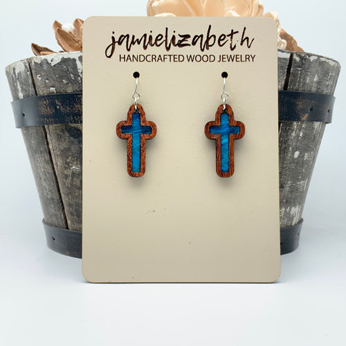 Angelic Blue - Tall Cross Earrings (Vault)
