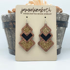 Black and Gold Triple Diamonds - Earrings   *Vault