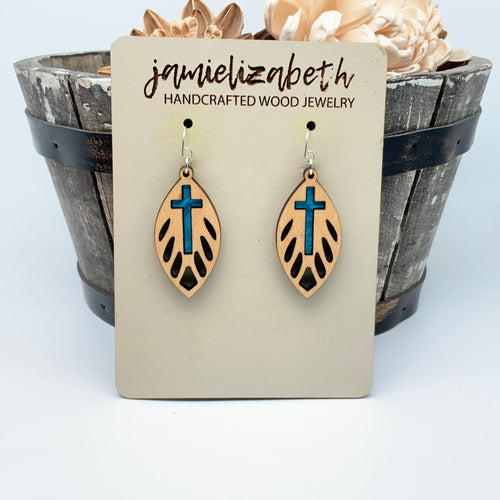 Angelic Blue Cross Masterpiece - Earrings