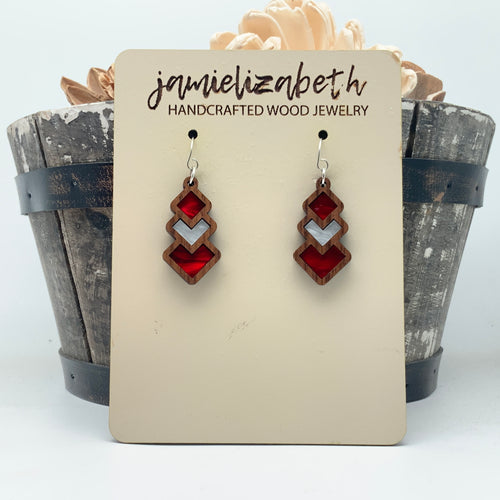 Red and White Diamond Drop - Earrings or Necklace (Vault)
