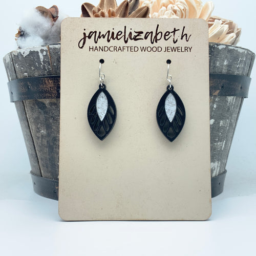 Black Masterpiece with White Acrylic - Earrings