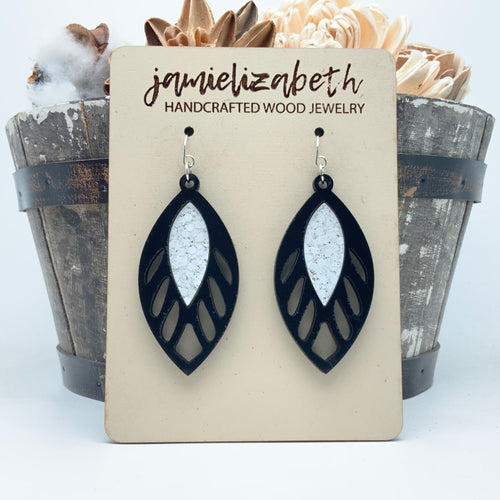 Black Masterpiece with White Acrylic - Earrings