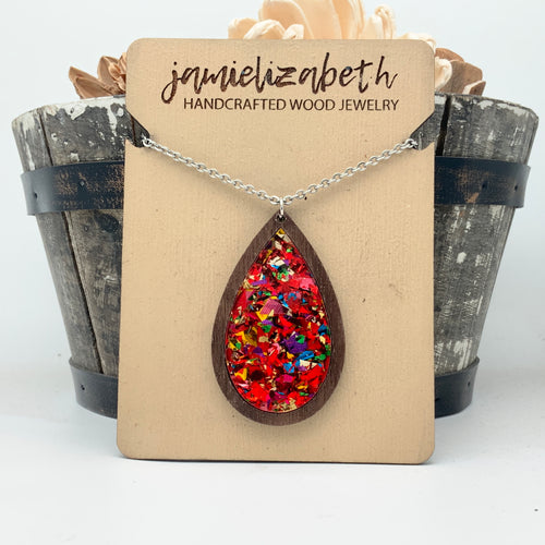 Red Confetti Acrylic Teardrops & Bars (Vault)