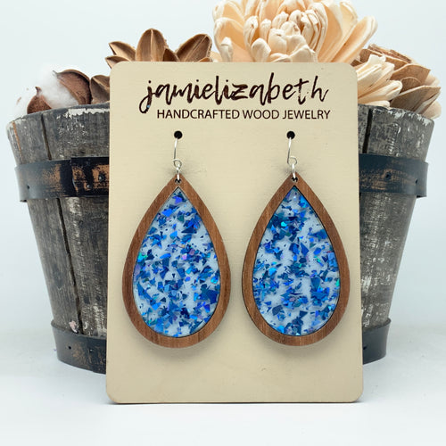Blue and White Fleck - Earrings