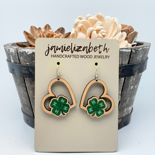 4H Heart w/ Clover - Earrings