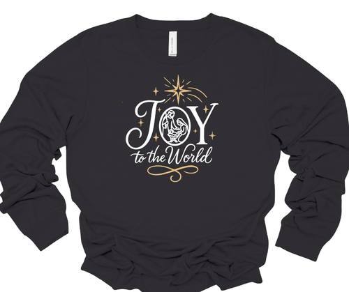 Joy to the World Long Sleeve Shirt - Dark Grey