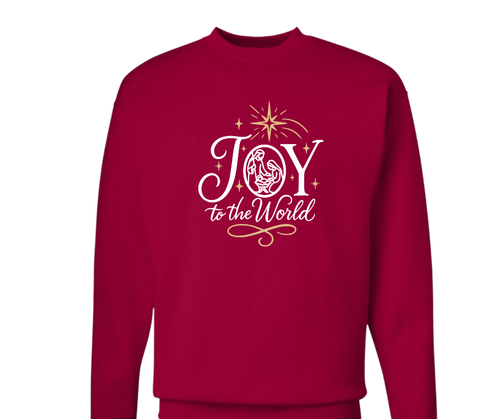 Joy to the World Hanes Unisex Long Sleeve Sweatshirt  - Red