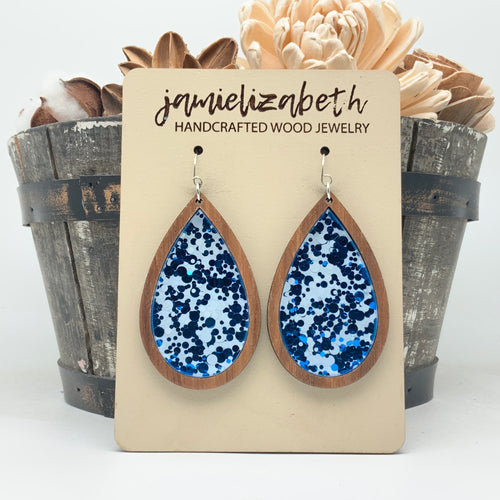 Blue and White Dots - Earrings