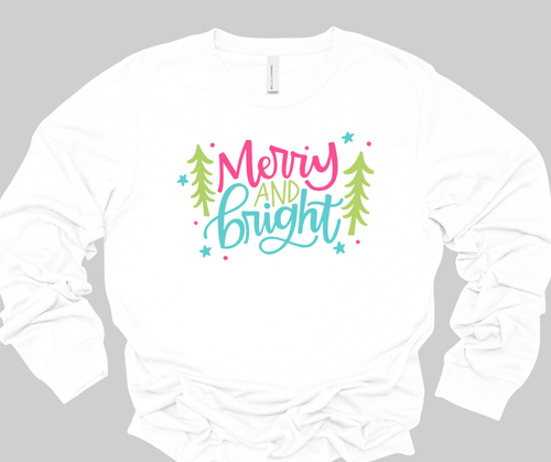 Merry & Bright Long Sleeve Shirt - White