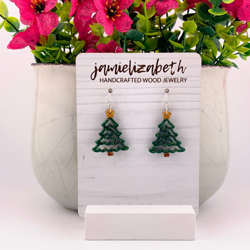 Glittery Green Zigzag Trees