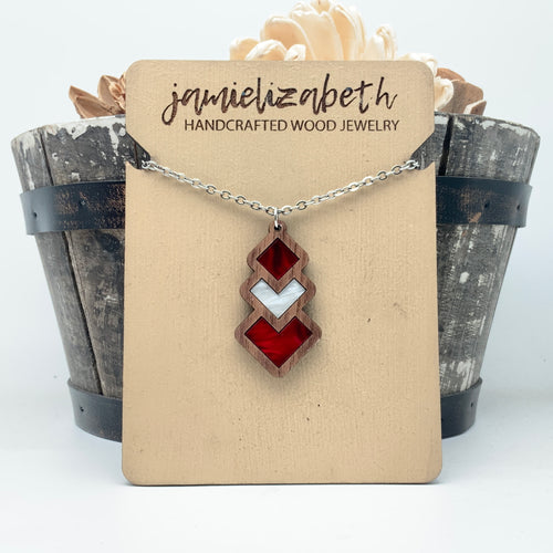 Red and White Diamond Drop - Earrings or Necklace (Vault)