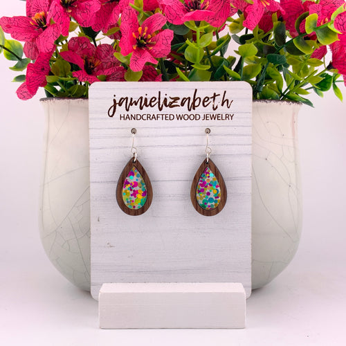 Pink Gold and Teal Teardrops
