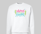 Merry & Bright Hanes Unisex Long Sleeve Sweatshirt  - White