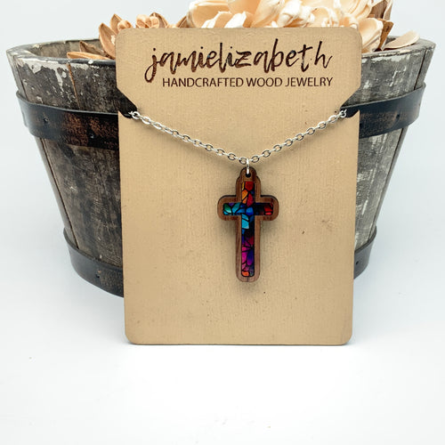 Mosaic Acrylic Cross - Earrings or Necklace