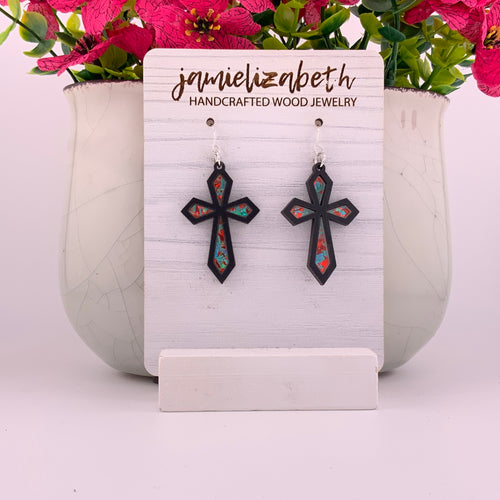 Divine Cross with Red and Teal Acrylic