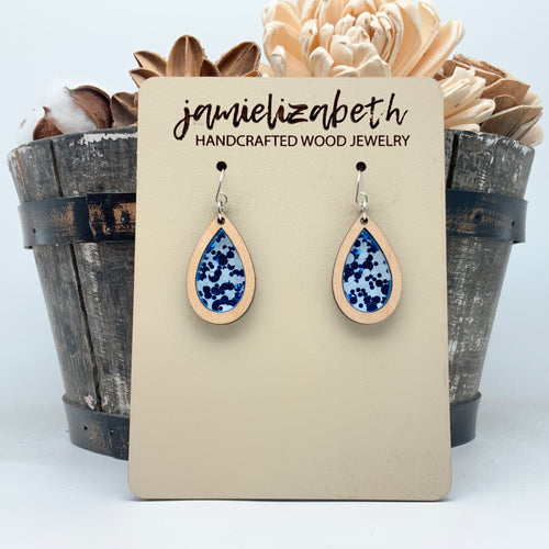 Blue and White Dots - Earrings