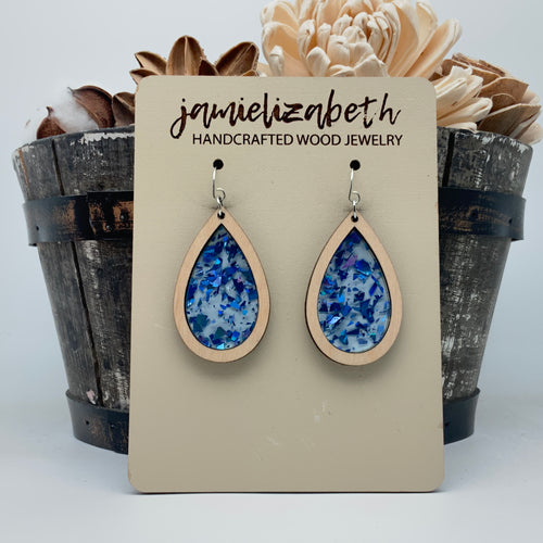 Blue and White Fleck - Earrings