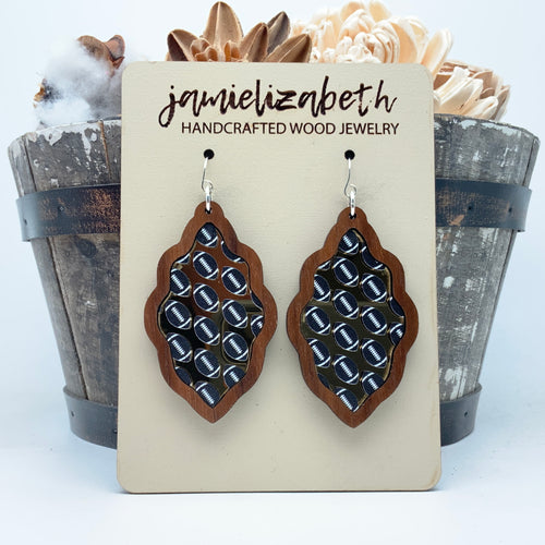 Football Fans (Gold mirror acrylic and black footballs) - Earrings or Necklace