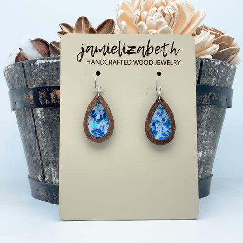 Blue and White Fleck - Earrings