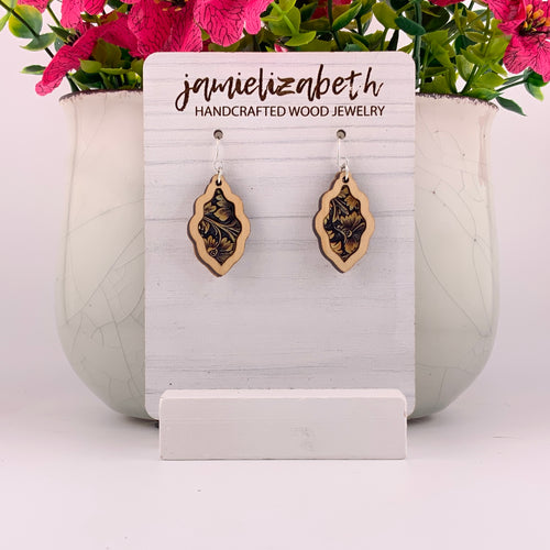 Tan Tooled Acrylic - Earrings