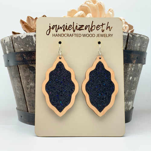 Black Shattered Glass Scallops - Earrings *Vault