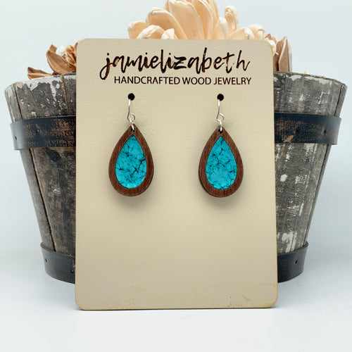 Turquoise Print Acrylic Teardrops (Vault)