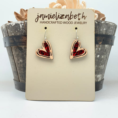 Fire Red Acrylic Hand-Drawn Hearts (Vault)