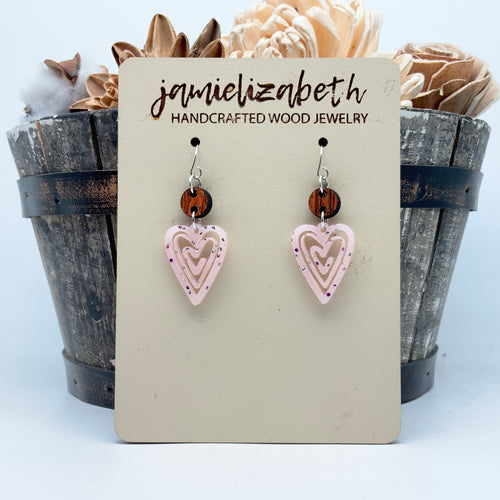Speckled Pink Doodle Hearts - (Vault)