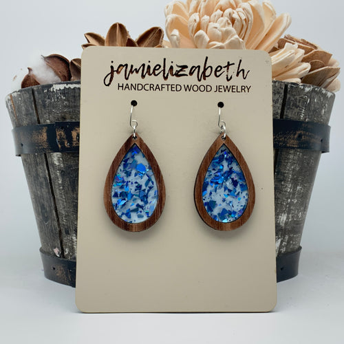 Blue and White Fleck - Earrings