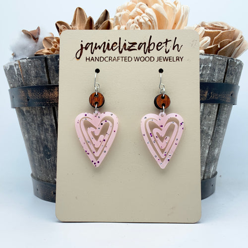 Speckled Pink Doodle Hearts - (Vault)