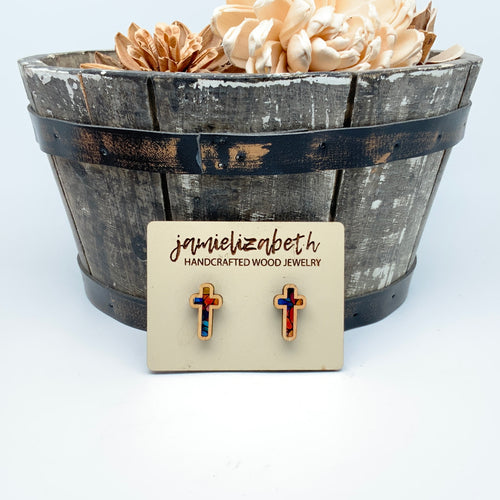 Mosaic Acrylic Cross - Earrings or Necklace