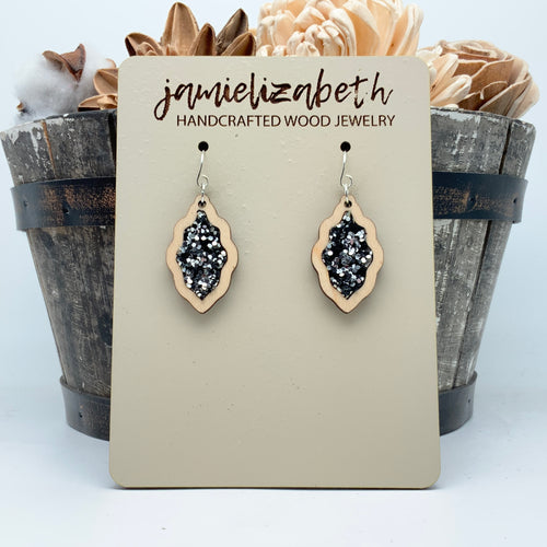 Black & Silver Glitter  -  Earrings or Necklace