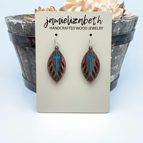 Angelic Blue Cross Masterpiece - Earrings
