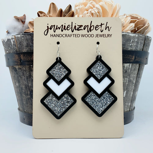 Silver and White Diamond Drops
