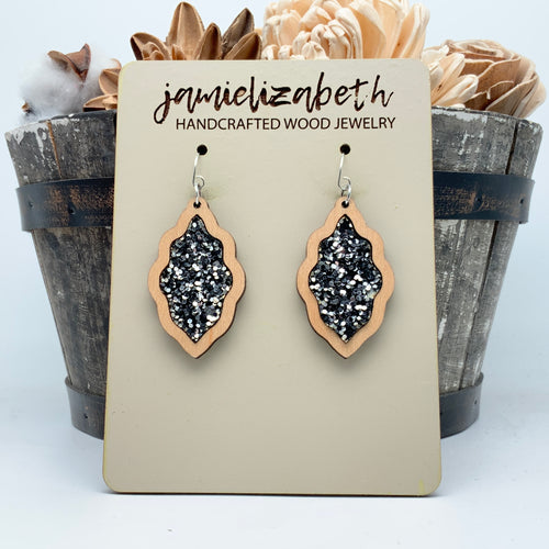 Black & Silver Glitter  -  Earrings or Necklace