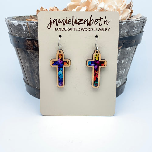 Mosaic Acrylic Cross - Earrings or Necklace
