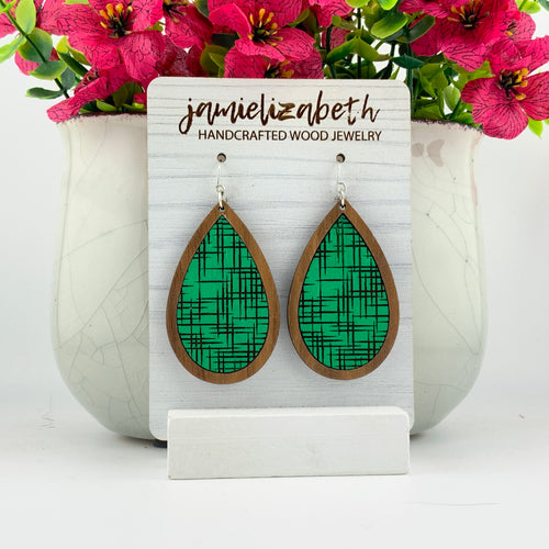 Green Cross Hatch Teardrop