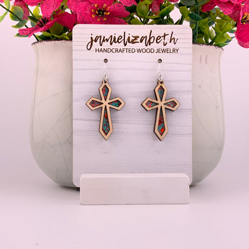 Divine Cross with Red and Teal Acrylic