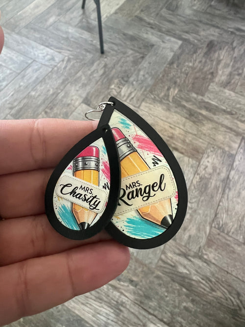 Teacher Pencil Earrings | Customizable